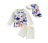 UUAISSO Traje Baño Manga Larga con Protección contra Erupciones para Bebé Niño Pequeño con Sombrero para el Sol Traje baño de Uso Profesional Estrella de mar Orca 12-18 Months