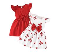 UUAISSO Vestido Verano Para Niña con Estampado de Mariposas Lazo Volantes sin Mangas Bonito Vestido de Lunares Para Niña Rojo 2-3 años