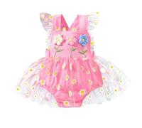 UUAISSO Vestido Verano Sin Mangas Para Niña con Estampado Margaritas Florales en 3D y Tela de Malla Ropa Infantil Rosa 6-12 meses