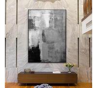 UUDEZO Cuadro abstracto gris de gran tamaño para pared, enmarcado y listo para colgar (70 x 100 cm, marco negro)