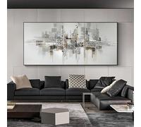 UUDEZOImpresiones en lienzo, pinturas, obras de arte para paredes, gris, blanco, lienzo abstracto de gran tamaño, arte de pared, decoración (75 x 150 cm (30 x 59 pulgadas), marco negro)