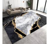 UUDIHO Alfombra de sala de estar, superficie esponjosa, fácil de cuidar y duradera, impresión de mármol, alfombra de arte abstracto, para sofá, dormitorio, antideslizante (80 x 250 cm)