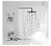 UUDIHO Cortina de Ducha con Cabezal de Ducha, Forro de Tela en Blanco y Negro, tamaño Extra Largo y estándar, decoración 180 x 195 cm/71 x 77 Pulgadas (Ancho x Alto). Cortina de Ducha.