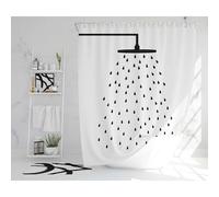 UUDIHO Cortina de Ducha con Cabezal de Ducha, Lavable, en Blanco y Negro, Extra Larga, de poliéster, con Peso para baño húmedo, 90 x 220 cm (Ancho x Alto).