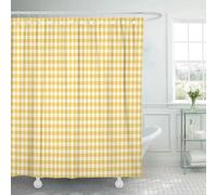 UUDIHO Cortina de Ducha con diseño geométrico Enrejado, Tela de poliéster, Cuadros Amarillos, Arte Abstracto Colorido, decoración de baño (182 x 274 cm/72 x 84 Pulgadas [Ancho x Alto])