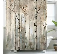 UUDIHO Cortina de Ducha de Estilo nórdico con Estampado de Bosque de Abedul Blanco y árboles de Formas Naturales. Ideal para baños (175 x 190 cm/69 x 75 Pulgadas (Ancho x Alto).