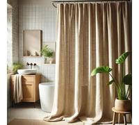 UUDIHO Cortina de Ducha de Lino Extra Ancha, Moderna y Neutra, con Colores Naturales, 95 x 220 cm (Ancho x Alto).