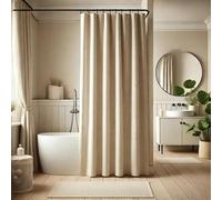UUDIHO Cortina de Ducha de Lino Impermeable, Tela Suave y Neutra para baño, 180 x 180 cm (Ancho x Alto).