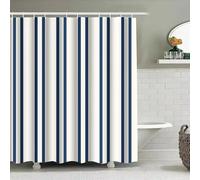 UUDIHO Cortina de Ducha de Rayas Azules y Blancas, Impermeable, Decorativa, para bañera (145 x 190 cm/57 x 75 Pulgadas (Ancho x Alto)
