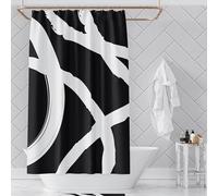 UUDIHO Cortina de Ducha en Blanco y Negro, Cortina de Ducha de Arte Abstracto, Tela de poliéster Extra Larga, decoración de baño, 100 x 180 cm/39 x 71 Pulgadas (Ancho x Alto).