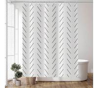 UUDIHO Cortina de Ducha Estilo Boho Chic a Rayas Blancas y Negras - Poliéster Impermeable con Ganchos, decoración de baño Lavable a máquina (100x200cm/39x79in(WxH)/Cortinas para bañera)