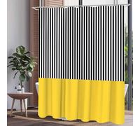 UUDIHO Cortinas de Ducha Amarillas, Impermeables, Lavables, de poliéster Blanco y Negro, decoración para el baño con Ganchos (180 x 210 cm/71 x 83 Pulgadas [Ancho x Alto])