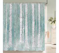 UUDIHO Cortinas de Ducha de Tela Impermeables con Estampado 3D de Hojas de Abedul Blanco para baño (200x200cm/79x79in(WxH)/Cortinas para bañera)