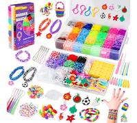 UUEMB Gomas Para Hacer Pulseras, 10000+ 2 Capas Gomas Elásticas Plásticas kit 36 Colores, para Hacer Collares de Goma de Juguete para Niños de Anillos y Collares de Bricolaje manualidades