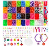 UUEMB Gomas Para Hacer Pulseras, 3600+ 40 Rejilla Gomas Elásticas Plásticas kit 32 Colores, Juguete para Niños de Anillos y Collares de Bricolaje manualidades