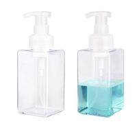 UUJOLY Dispensador de jabón espumoso, Botella de plástico Recargable de 450 ml para jabón líquido, champú, Gel de baño (2 Piezas) (Transparente)
