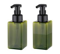 UUJOLY Dispensador de jabón espumoso, plástico, recargable, 450 ml, para jabón líquido, champú, gel de baño (2 unidades), verde