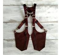 UUK Bolso Retro De Cuero con Doble Hombro para Axilas, para Hombres, Medieval Steampunk, Antirrobo para Exteriores con Cremallera Ajustable, Billetera, Bolsa para Teléfono,Negro