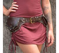 UUK Riñonera De Cuero Medieval Steampunk Retro Rivet Riñonera con Múltiples Bolsillos Bolso De Cinturón Deportivo Al Aire Libre Bolsos Cruzados para Adultos,Marrón