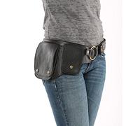 UUK Riñonera Medieval De Cuero PU para Mujer Bandolera Retro Renacentista Bandolera Ajustable Steampunk Heavy Armor, Riñonera Ajustable,Negro