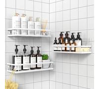 UUlioyer Estanteria Baño, Estanteria Ducha sin Taladro, Blanco- 3 Piezas | Resistente al Agua, Organizador Baño para Champú y Gel de Baño