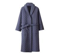 UUNBS Bata de invierno para mujer, 100% algodón y gasa Bata de casa cálida gruesa acolchada y esponjosa Albornoces ligeros y cómodos para spa,Dark gray,XXL