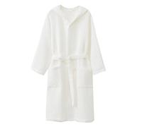 UUNBS Bata Kimono 100% algodón con diseño de gofre para Hombre Bata de baño Ligera para SPA Bata con Capucha,Blanca,XL