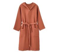 UUNBS Bata Kimono 100% algodón con diseño de gofre para Hombre Bata de baño Ligera para SPA Bata con Capucha,Rojo,XXL