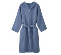 UUNBS Bata Kimono 100% algodón con diseño de gofre para Hombre Bata de baño Ligera para SPA Bata con Capucha,Azul,XXL