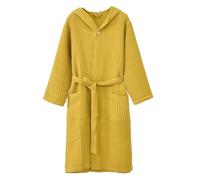 UUNBS Bata Kimono 100% algodón con diseño de gofre para Hombre Bata de baño Ligera para SPA Bata con Capucha,Amarillo,3XL
