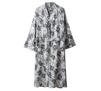 UUNBS Bata Kimono Japonesa Ligera para Hombre Albornoz de Jacquard 100% algodón Ropa de Estar por casa para SPA de Verano Camisón Unisex,Gris,One Size