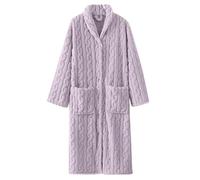 UUNBS Bata Larga de Felpa para Mujer,Bata de baño Suave y mullida con Botones,Prenda de Estar por casa cálida y cómoda de Tejido Afelpado,Púrpura,M