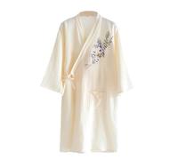 UUNBS Batas de Gasa de algodón para Mujer, Pijamas Ligeros, Albornoz Absorbente, camisón de Sauna Transpirable para el hogar,Beige,XL