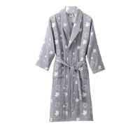UUNBS Kimono de Gasa de algodón Jacquard de 6 Capas para Mujer Bata Albornoz japonés Suave y Absorbente Prenda de Dormir cálida Tipo Yukata,Gris,L