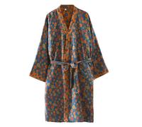 UUNBS Kimono japonés para Mujer Bata de Gasa Jacquard 100% algodón Yukata Ligera para Sauna Ropa de Estar en casa,Colored,L