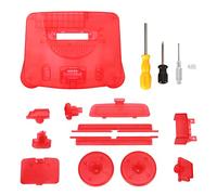 UUNPODDO Retro Game Console Replacement Case, N64 Replacement Shell, Translucent ABS Sturdy Housing with Buttons and Screwdrivers for 64 Retro Video Game Console (Roja transparente)