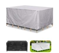 UUPAUO Funda Mesa Exterior Impermeable 400x200x75cm/LxWxH Tela Oxford 420D Funda Protectora Muebles de Jardin Cubre Mesa y Sillas Exterior Anti-UV, Antivento, Antipolvo