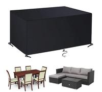 UUPAUO Funda Mesa Sofa Exterior Impermeable 130x100x85cm/LxWxH Negro Heavy Duty Funda para Muebles de Jardín Impermeable para Mesas y Sillas de Exterior, Resistente al Viento, Anti-UV