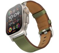 UUPWPOKT Correa de cuero compatible con Apple Watch Ultra 2/1 Band de 49 mm, 46 mm, 45 mm, 44 mm, 42 mm, correa de cuero genuino para iWatch Ultra Series 10, 9, 8, 7, 6, 5, 4, 3, 2, 1, SE, verde