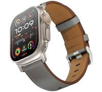 UUPWPOKT Correa de cuero compatible con Apple Watch Ultra 2/1 Band de 49 mm, 46 mm, 45 mm, 44 mm, 42 mm, correa de cuero genuino para iWatch Ultra Series 10, 9, 8, 7, 6, 5, 4, 3, 2, 1, SE, gris oscuro