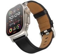 UUPWPOKT Correa de cuero compatible con Apple Watch Ultra 3/2/1 Band de 49 mm, 46 mm, 45 mm, 44 mm, 42 mm, correa de cuero genuino para iWatch Ultra Series 11 10 9 8 7 6 5 4 3 2 1 SE 3/2/1, negro