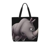Uusnwaa Angry Rhino - Bolsas de mano con estampado de rinoceronte para mujer, bolsa de hombro, bolsa de compras reutilizable, cierre de cremallera superior, artículos esenciales para el día a día