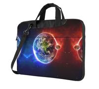 Uusnwaa Bolsa clásica delgada para laptop, diseño de planeta y tierra, con correa para el hombro y asa, maletín ergonómico y bolsa de mensajero, Black, 15.6 inch