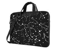 Uusnwaa Bolsa clásica delgada para portátil con estampado de constelación de adivinación estrellada con correa para el hombro y asa, maletín ergonómico y bolsa de mensajero, Black, 14 inch