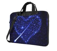 Uusnwaa Bolsa clásica delgada para portátil con estampado de corazón y estrella fugaz con correa para el hombro y asa, maletín ergonómico y bolsa de mensajero, Black, 13 inch