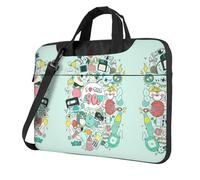 Uusnwaa Bolsa clásica delgada para portátil con texto en inglés "I Love The 90s Illustration Print Bag con correa para el hombro y asa, maletín ergonómico y bolsa de mensajero, Black, 14 inch