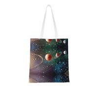 Uusnwaa Bolsa reutilizable con estampado de sistema solar Planet Space, bolsa grande para compras, bolsa de comestibles, ligera y lavable para viajes, trabajo, escuela