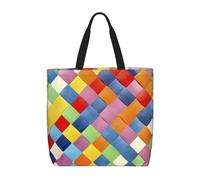 Uusnwaa Bolsas de mano coloridas con estampado a cuadros para mujer, bolsa de hombro, bolsa de compras reutilizable, cierre de cremallera superior, artículos esenciales para el día a día
