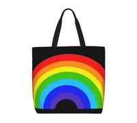 Uusnwaa Bolsas de mano con estampado de arcoíris para mujer, bolsa de hombro, bolsa de compras reutilizable, cierre de cremallera superior, artículos esenciales para el día a día