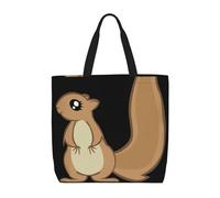 Uusnwaa Bolsas de mano con estampado de ardilla de dibujos animados para mujer, bolsa de hombro, bolsa de compras reutilizable, cierre de cremallera superior, artículos esenciales para el día a día